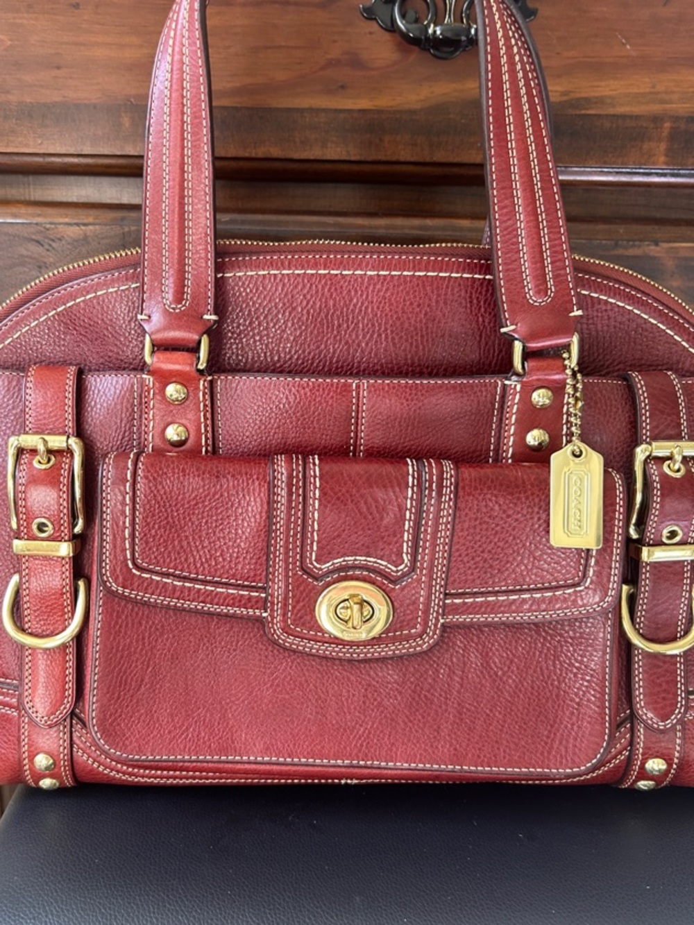 Authentic Vintage Coach Hampton Miranda Satchel Leather Bordeaux Burgundy 11085 - Picture 9 of 15